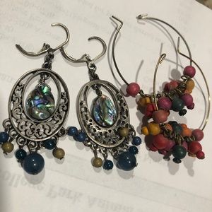Two Pairs of Colorful Dangling Earrings
